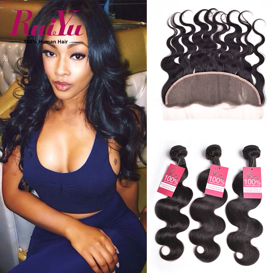 altBrazilian Virgin Hair Lace Frontal Closure With Bundles 3 Pcs Brazilian Virgin Hair Body Wave Lace Frontal Closure With Bundles