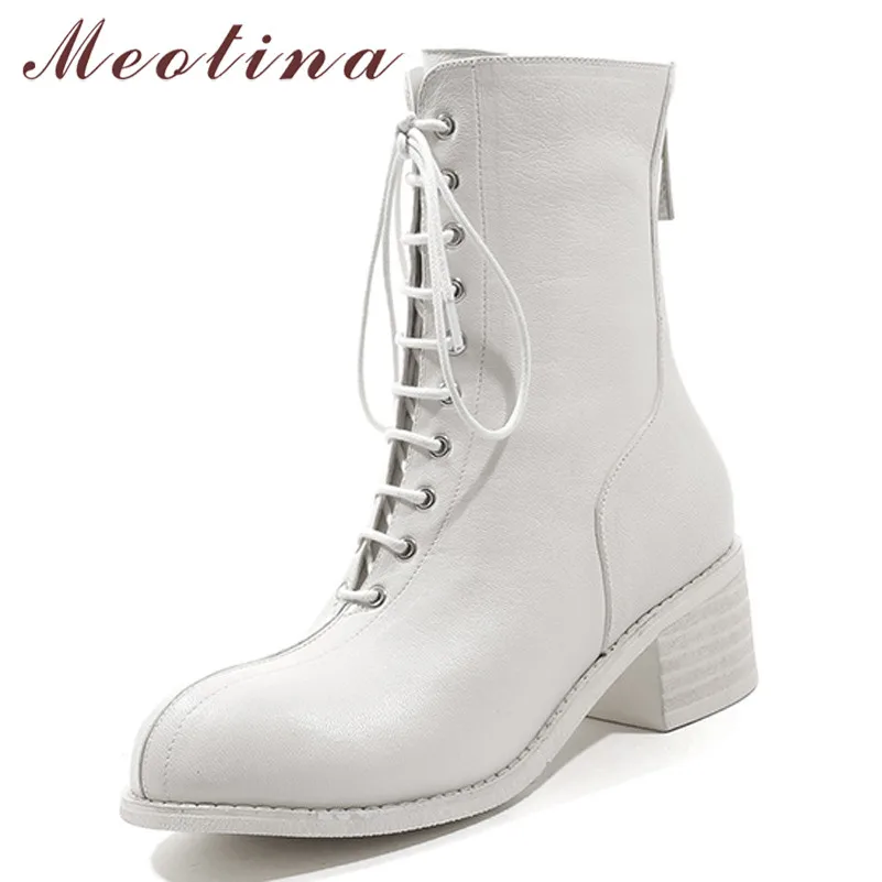 Meotina Autumn Ankle Boots Women Natural Genuine Leather Thick Heel Short Boots Zipper Round Toe Shoes Female Red Big Size 34-42
Meotina Autumn Ankle Boots Women Natural Genuine Leather Thick Heel Short Boots Zipper Round Toe Shoes Female Red Big Size 34-42