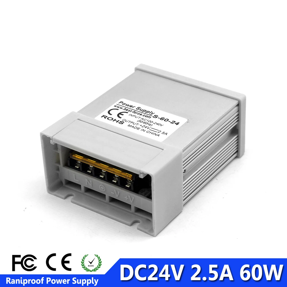Rainproof DC Power Supply 24V 60W AC to DC24V Switching power source 24 Volt LED Driver Outdoor Use Garden For Lighting Printer
Rainproof DC Power Supply 24V 60W AC to DC24V Switching power source 24 Volt LED Driver Outdoor Use Garden For Lighting Printer