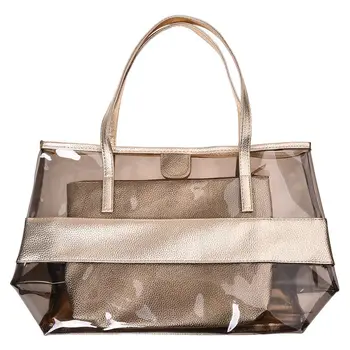 Waterproof Half Transparent Hand Bag, PVC Beach Bag and Polyester with Small HandBag (champagne color)
Waterproof Half Transparent Hand Bag, PVC Beach Bag and Polyester with Small HandBag (champagne color)