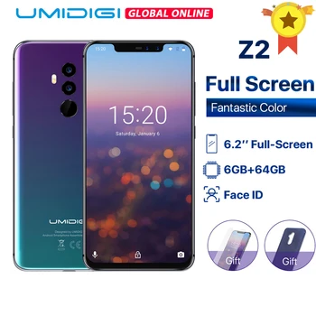 

UMIDIGI Z2 Global Version 6.2" FHD+ Full Screen Helio P23 6GB RAM 64GB ROM Quad Camera Android 8.1 3850mAh Face ID 4G Smartphone