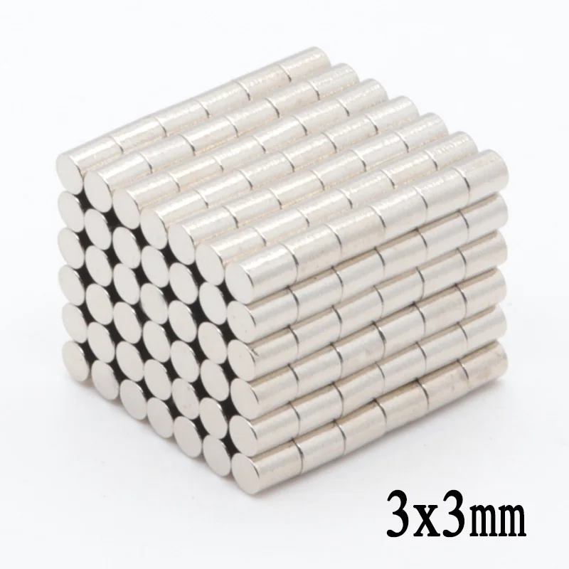 

500pcs 3x3mm N35 NdFeB Mini Super Strong Powerful Neodymium Magnet Round Rare Earth Permanent Magnets 3*3mm