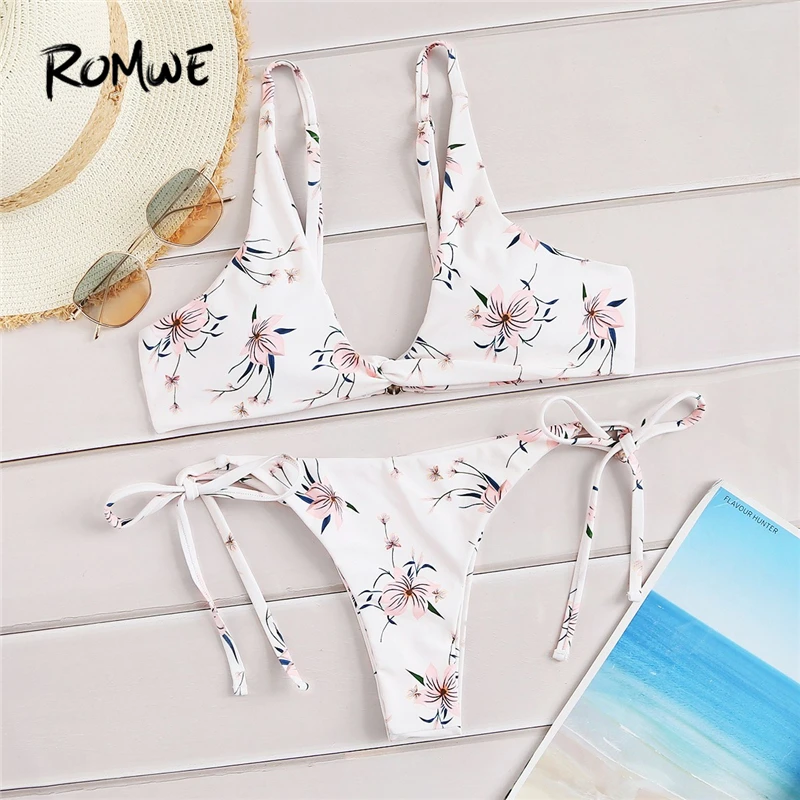 Romwe Sport Strips Twist Bikini Bra Sexy Low Waist Tied Side Thong Bikinis Set Women 2019 Floral Print Swimwear Bathing Suits
Romwe Sport Strips Twist Bikini Bra Sexy Low Waist Tied Side Thong Bikinis Set Women 2019 Floral Print Swimwear Bathing Suits