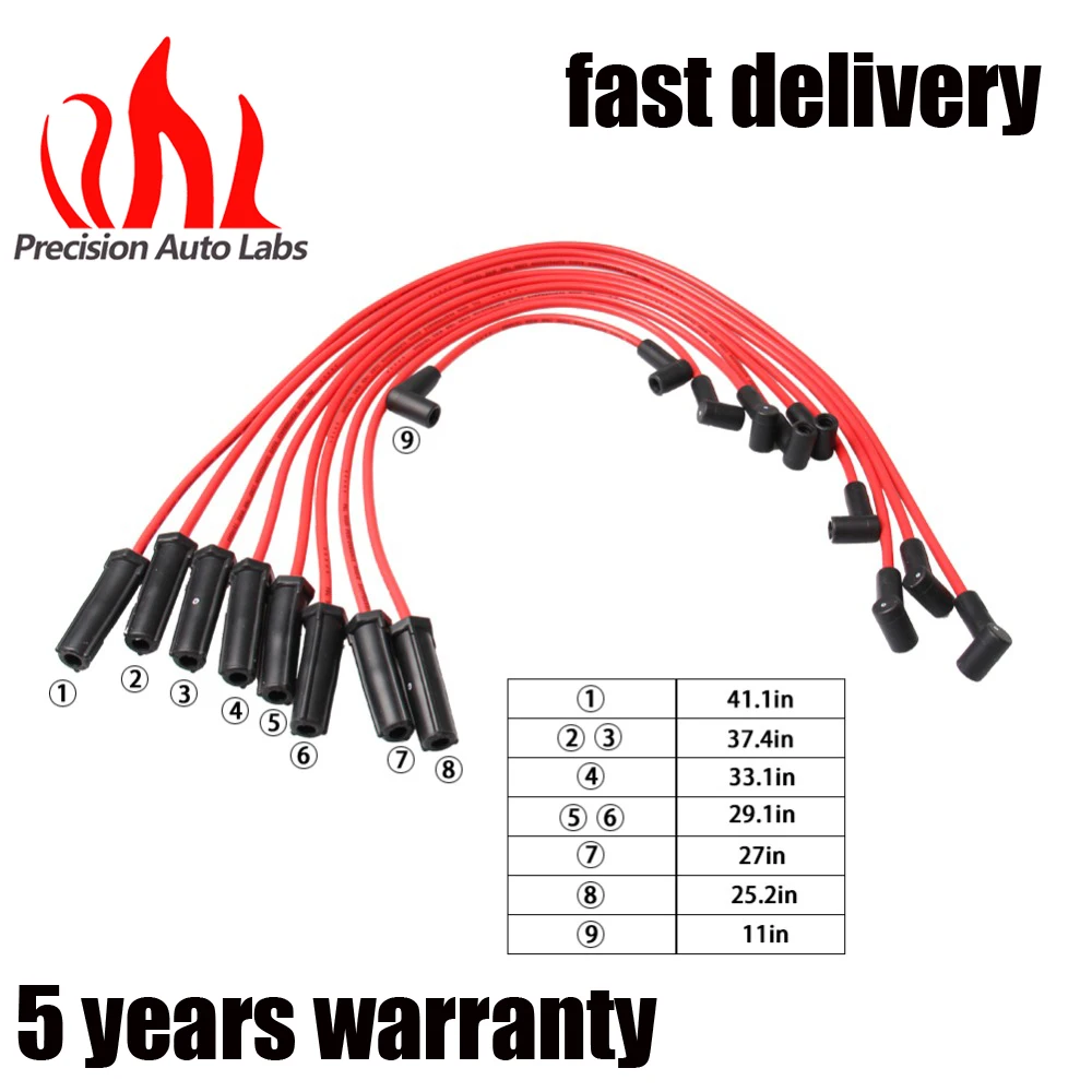 PRECISION AUTO LABS 7mm Red Spark Plug ignition Wires HEI Spiral Core for Chevy for GMC, 7.4L, Set
PRECISION AUTO LABS 7mm Red Spark Plug ignition Wires HEI Spiral Core for Chevy for GMC, 7.4L, Set