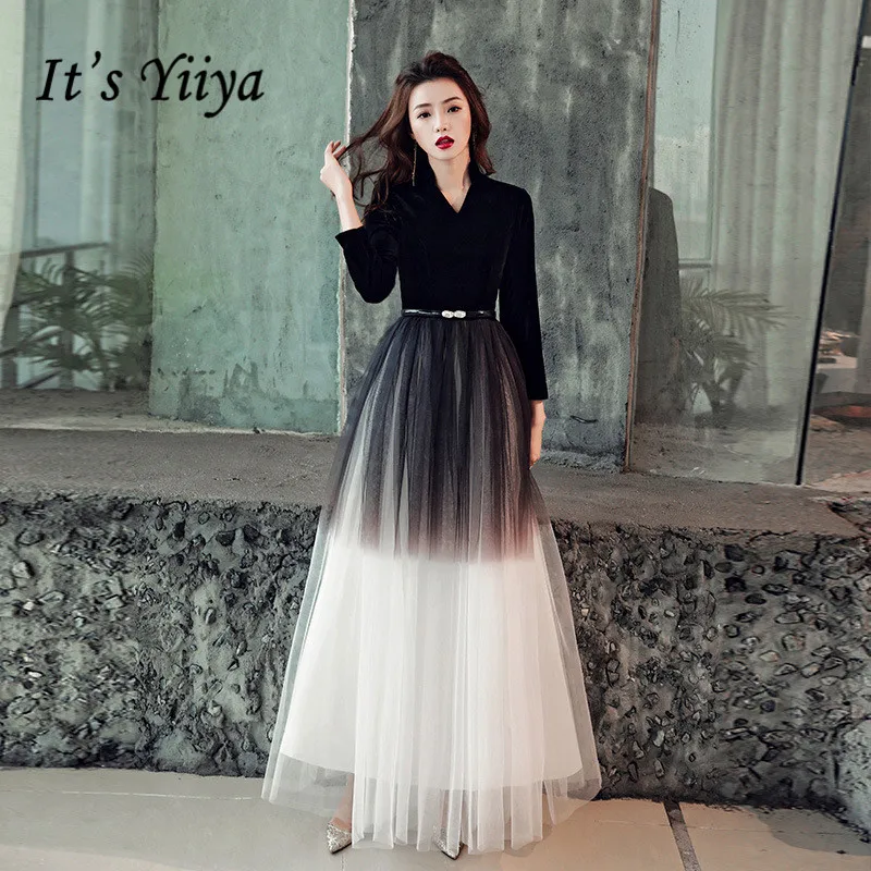 It's YiiYa Evening Dress Gradient Black Color Long Formal Dresses Elegant V-neck Zipper Three Quarter Sleeve Party Gown E012
It's YiiYa Evening Dress Gradient Black Color Long Formal Dresses Elegant V-neck Zipper Three Quarter Sleeve Party Gown E012