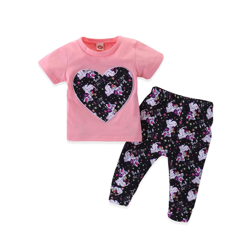 Baby Girls Kids Soft Summer Clothes Suits Printed Flowers Pants Pink Love Type T-shirt Short Sleeve Sports Baby Casual Sets
Baby Girls Kids Soft Summer Clothes Suits Printed Flowers Pants Pink Love Type T-shirt Short Sleeve Sports Baby Casual Sets