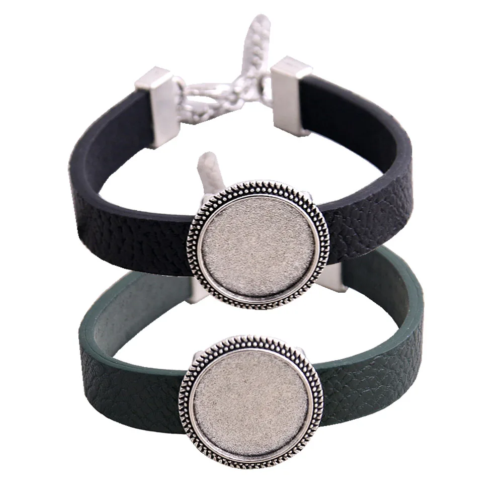 1PCS Silver Cuff Bangle Bracelet Settings Bracelet Blanks Base 30mm Round Gem