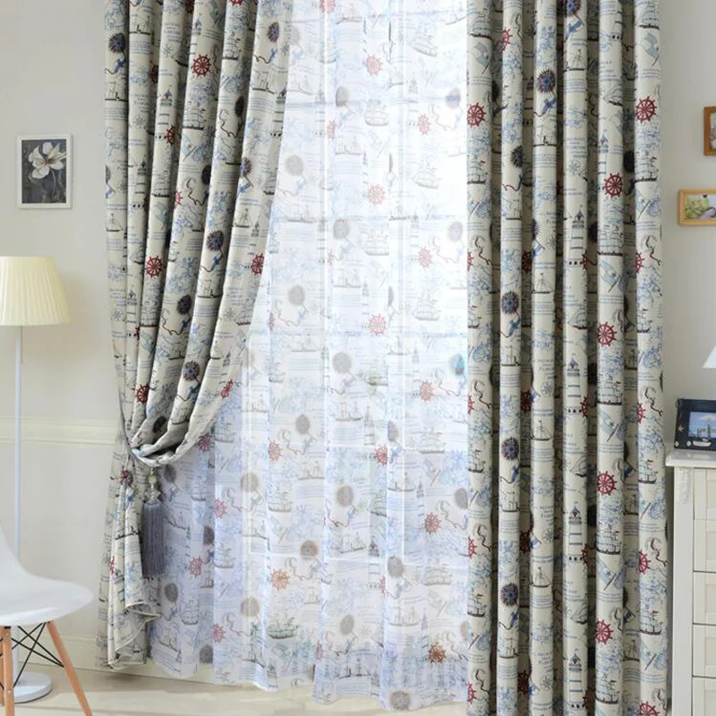 Mediterrance Style Window Curtains For Boys Bedroom Printed Sailor Drapes Blackout Curtains for Kids with Tulles Sheers TW2373
Mediterrance Style Window Curtains For Boys Bedroom Printed Sailor Drapes Blackout Curtains for Kids with Tulles Sheers TW2373