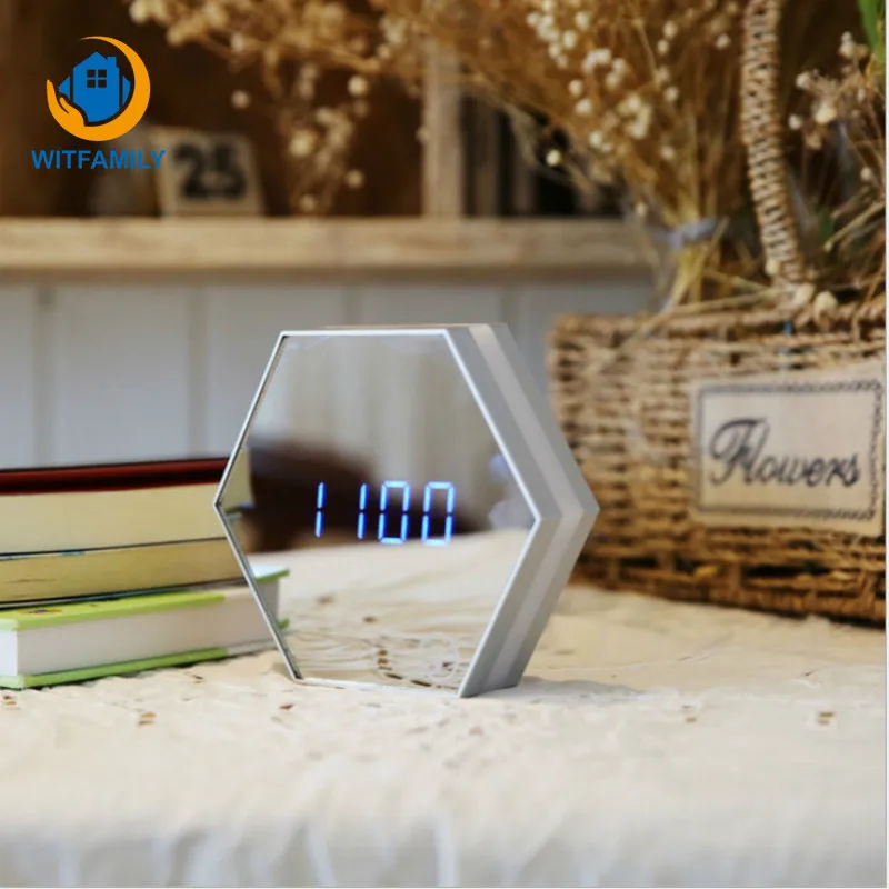 LED Digital Mirror Alarm Clock Night Lights With Make Up Wall Clock Lamp Hexagon Shape Multi-function Home Decoration Clocks
LED Digital Mirror Alarm Clock Night Lights With Make Up Wall Clock Lamp Hexagon Shape Multi-function Home Decoration Clocks
