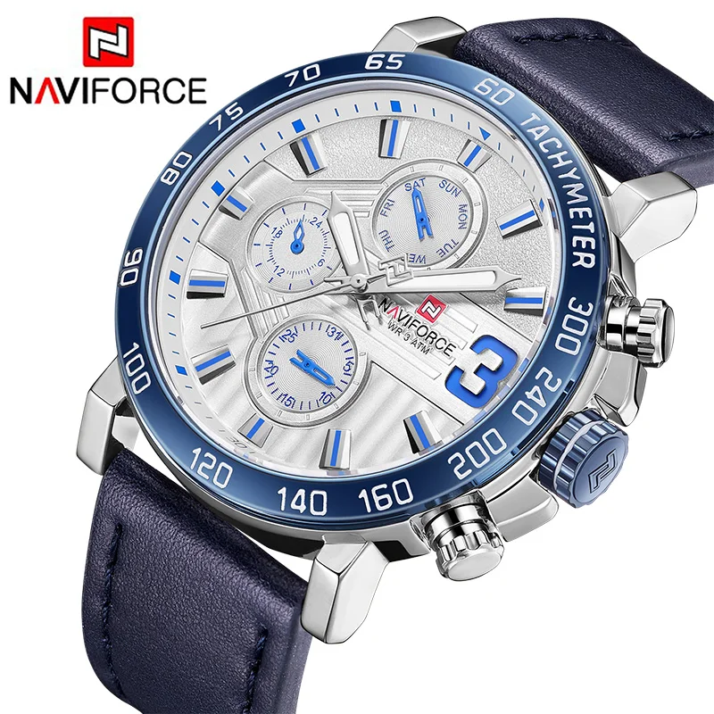 NAVIFORCE New Fashion Mens Watches Militray Sport Quartz Men Watch Leather Date Week 24 Hour Clock Wristwatch Relogio Masculino
NAVIFORCE New Fashion Mens Watches Militray Sport Quartz Men Watch Leather Date Week 24 Hour Clock Wristwatch Relogio Masculino