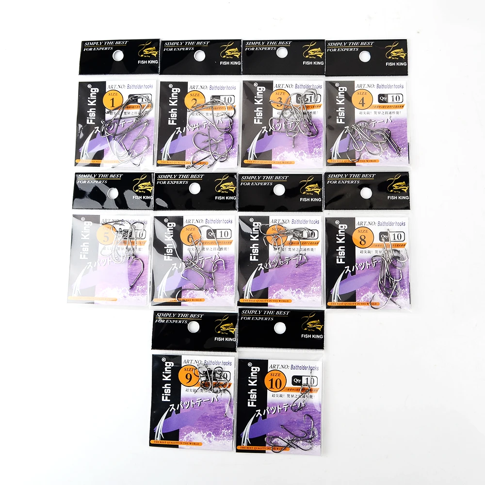 FISH KING Brand 10PCS/Lot 1# 2# 3# 4# 5# 6# 7# 8# 9# 10# Baitholder Carp Fishing Hook Fishhooks High Carbon Steel Pesca Tackle
FISH KING Brand 10PCS/Lot 1# 2# 3# 4# 5# 6# 7# 8# 9# 10# Baitholder Carp Fishing Hook Fishhooks High Carbon Steel Pesca Tackle