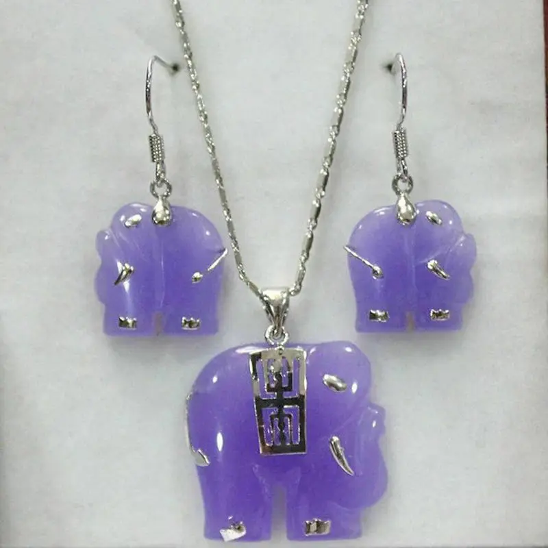 Fashion jewelry Set AAA Purple Jade Carving Elephant Pendant Necklace +Earring 6
Fashion jewelry Set AAA Purple Jade Carving Elephant Pendant Necklace +Earring 6