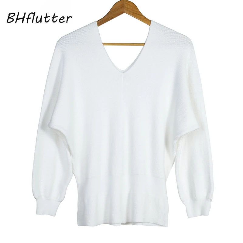BHflutter Women Sweaters and Pullovers 2019 Double V neck White Knitted Sweater Batwing Casual Autumn Winter Jumpers Pull Femme
BHflutter Women Sweaters and Pullovers 2019 Double V neck White Knitted Sweater Batwing Casual Autumn Winter Jumpers Pull Femme