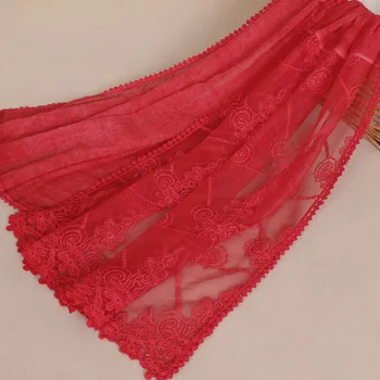 Monochrome Tie-dyed Cotton Lengthen Lace Edge Split Joint Muslim Scarf Woman Shawl 
Monochrome Tie-dyed Cotton Lengthen Lace Edge Split Joint Muslim Scarf Woman Shawl