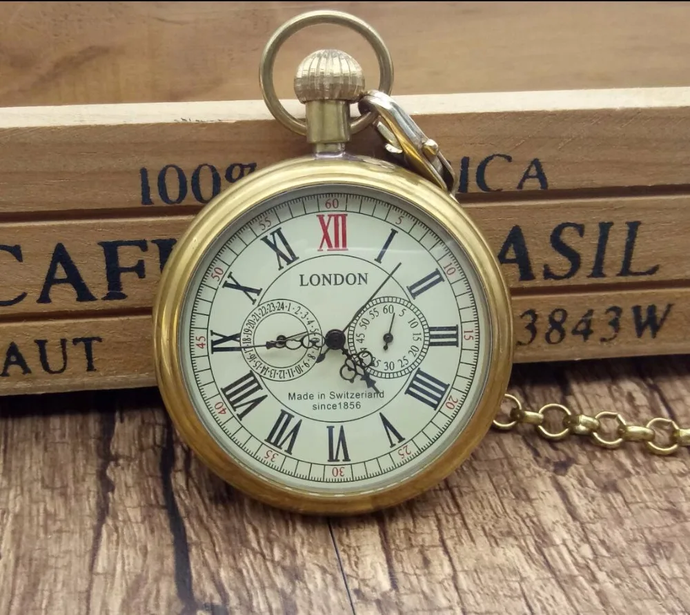 Antique Copper London Pocket & fob Watches Mechanical Watch Hand Wind Mens Pocket Watch With Chain Xmas Gift Box
Antique Copper London Pocket & fob Watches Mechanical Watch Hand Wind Mens Pocket Watch With Chain Xmas Gift Box