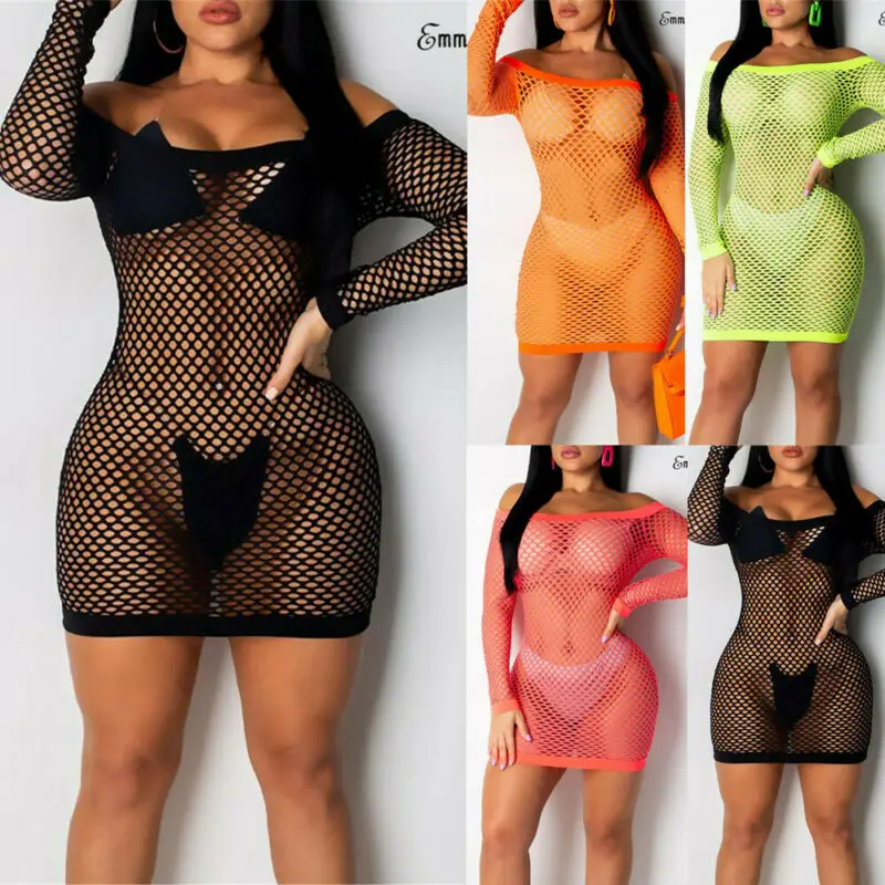 New Style Sexy Women's Cover-Ups Bodycon Ladies Party Solid Mesh Long Sleeve Hollow Out Slash Neck See Through Fashion Hot 2019
New Style Sexy Women's Cover-Ups Bodycon Ladies Party Solid Mesh Long Sleeve Hollow Out Slash Neck See Through Fashion Hot 2019