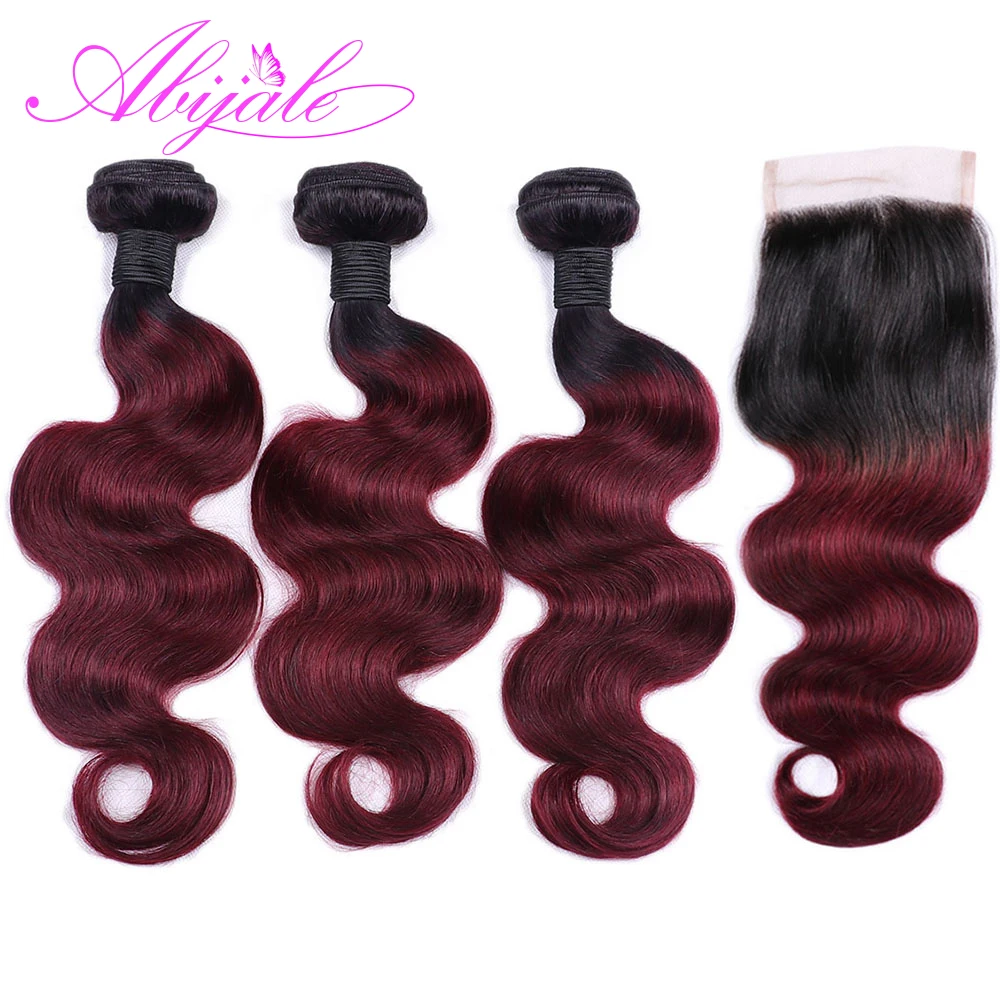Abijale Pre-Colored Ombre Body Wave Bundles With Lace Closure T1B/ 99J Brazilian Bundles With Closure Human Hair Non-Remy
Abijale Pre-Colored Ombre Body Wave Bundles With Lace Closure T1B/ 99J Brazilian Bundles With Closure Human Hair Non-Remy