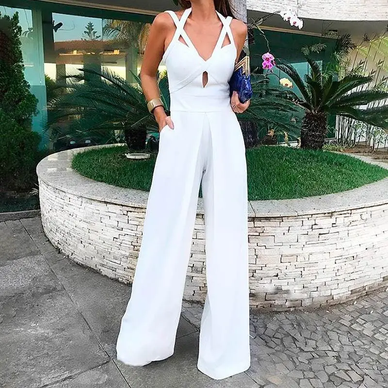 Women Summer Hollow Out Jumpsuits Sexy V-Neck Backless Wide Leg Pant Jumpsuit Overalls Female 2019 Elegant White Long Rompers
Women Summer Hollow Out Jumpsuits Sexy V-Neck Backless Wide Leg Pant Jumpsuit Overalls Female 2019 Elegant White Long Rompers