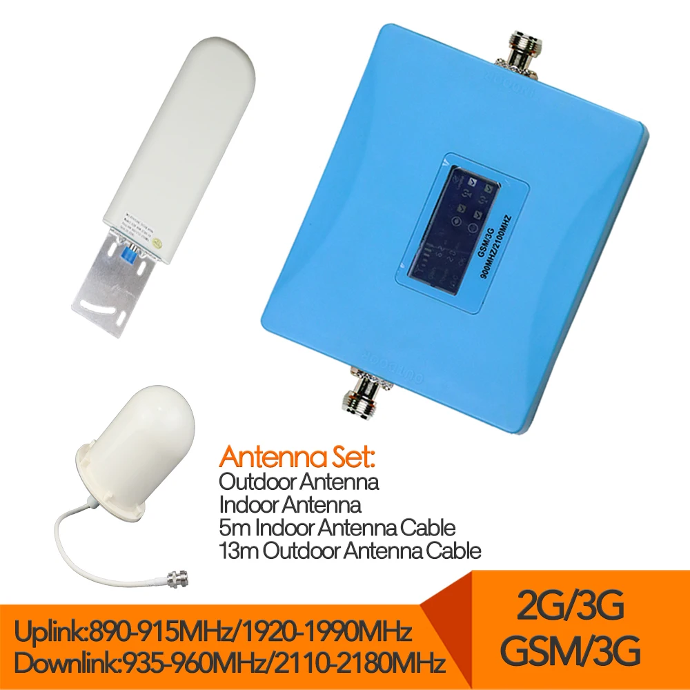 Signal Booster set include inside outside antenna LCD Display suit for GSM 900mhz 3G 2100mhz Dual Band for Phone signal enhance
Signal Booster set include inside outside antenna LCD Display suit for GSM 900mhz 3G 2100mhz Dual Band for Phone signal enhance