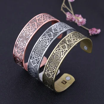 

EUEAVAN 5pcs Metal Talisman Magnetic Cuff Bangles Irish Celtics Knot Amulet Therapy Bracelet Religion Jewelry For Men Women