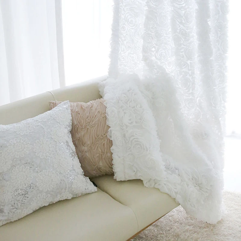 Pastoral Korean Creative White Lace Sheer 3D Rose Curtains Voile Custom Window Screens For Living Room Bedroom Drapes
Pastoral Korean Creative White Lace Sheer 3D Rose Curtains Voile Custom Window Screens For Living Room Bedroom Drapes