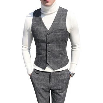Autumn and Winter Men Plaid Suit Vests 2018 Fashion Elegant Men's Business Wedding Dress Vest Size S M L XL 2XL 3XL 4XL 5XL
Autumn and Winter Men Plaid Suit Vests 2018 Fashion Elegant Men's Business Wedding Dress Vest Size S M L XL 2XL 3XL 4XL 5XL