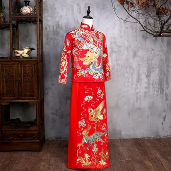 New arrival male red cheongsam Chinese style costume the groom dress jacket long gown traditional Chinese wedding Qi pao for men
New arrival male red cheongsam Chinese style costume the groom dress jacket long gown traditional Chinese wedding Qi pao for men