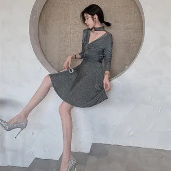 2019 Vintage Elasticity Sexy Party Midi Dress 2019 Spring A-Line Dresses Gray Bright Silk V Neck Long Sleeve Bandage Women Dress
2019 Vintage Elasticity Sexy Party Midi Dress 2019 Spring A-Line Dresses Gray Bright Silk V Neck Long Sleeve Bandage Women Dress