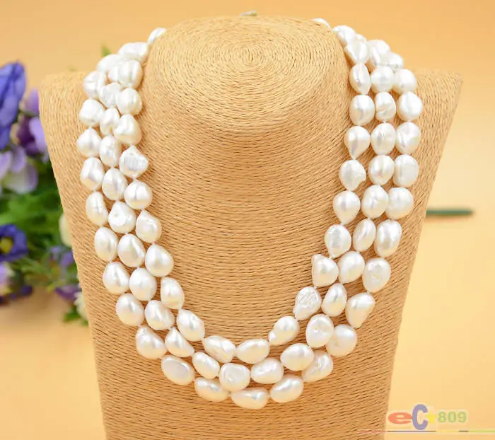 FREE SHIPPING HOT sell new Style >>>> lustre 3row 15mm WHITE BAROQUE freshwater cultured pearl necklace
FREE SHIPPING HOT sell new Style >>>> lustre 3row 15mm WHITE BAROQUE freshwater cultured pearl necklace