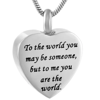 To The World You May Be Someone ,But To Me You Are The World Heart Shape Stainless Steel Cremation Keepsake Urn Pendant For Ash
To The World You May Be Someone ,But To Me You Are The World Heart Shape Stainless Steel Cremation Keepsake Urn Pendant For Ash