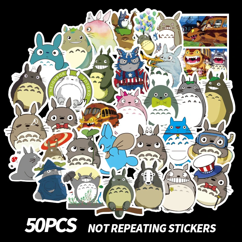 50pcs/pack Tonari No Totoro Stickers For Laptop Moto Skateboard Luggage Guitar Furnitur Decal Waterproof Graffiti Stickers Toys