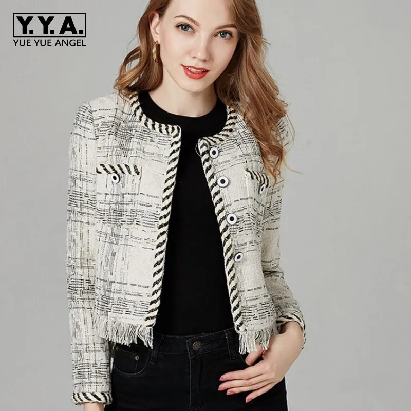Women 2019 Autumn New Tassels Fringed Tweed Jacket Short Slim Fit Office Ladies O Neck Long Sleeve Spliced Twill Party Coat
Women 2019 Autumn New Tassels Fringed Tweed Jacket Short Slim Fit Office Ladies O Neck Long Sleeve Spliced Twill Party Coat