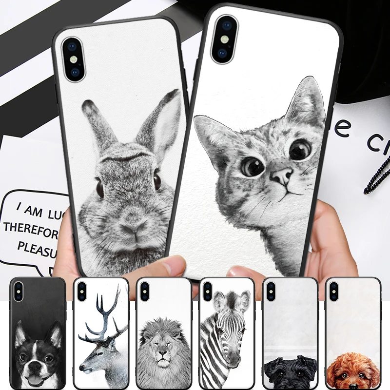 Cute Pet Animal Cat Bunny Puppy Zebra Pattern Back Cover for IPhone 5 5S SE 6 6S 7 8 Plus X XR XS Max Black Hard Phone Case
Cute Pet Animal Cat Bunny Puppy Zebra Pattern Back Cover for IPhone 5 5S SE 6 6S 7 8 Plus X XR XS Max Black Hard Phone Case