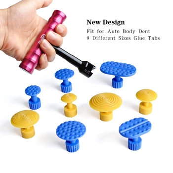 PDR Tools Paintless Dent Repair Tools Dent Removal Dent Puller Kit Small T-Bar Puller with 9pcs Glue Tabs Suction Cup
PDR Tools Paintless Dent Repair Tools Dent Removal Dent Puller Kit Small T-Bar Puller with 9pcs Glue Tabs Suction Cup