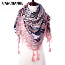 Lenço de moda feminina grandes xales impressão floral estolas triângulo bandana marca de luxo lenço lenços feminino foulard(China)