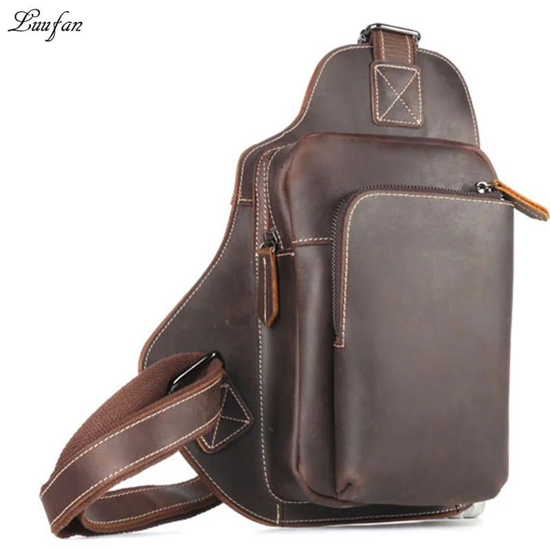 Vintage genuine leather men chest bag Brown iPAD mini shoulder bag casual cowhide crossbody bags small riding travel sling pack
Vintage genuine leather men chest bag Brown iPAD mini shoulder bag casual cowhide crossbody bags small riding travel sling pack