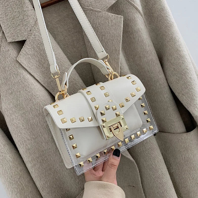 Rivet Transparent Clear Shoulder Messenger Bags Women PVC Purse and Handbags Sac A Main
Rivet Transparent Clear Shoulder Messenger Bags Women PVC Purse and Handbags Sac A Main