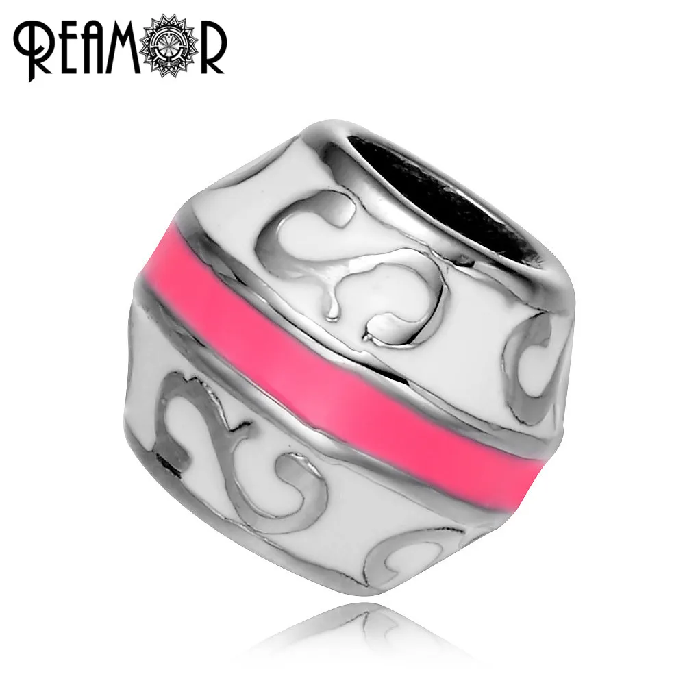 REAMOR 316l Stainless Steel Pink Stripe Enamel Round European Beads Fit Original Pan Bracelet Luxury DIY Jewelry Gift
REAMOR 316l Stainless Steel Pink Stripe Enamel Round European Beads Fit Original Pan Bracelet Luxury DIY Jewelry Gift