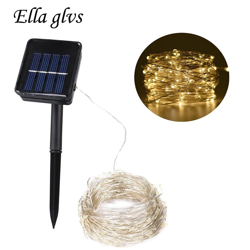 Solar LED Strings light Power Silver Wire String lamp 10M 20M Fairy Outdoor Decor Holiday Garden Wedding Party | Лампы и освещение
