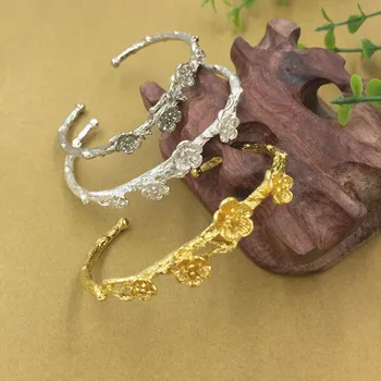 Retro Open Cuff Bangle Settings Plum Flower Branch Leaf Zinc Alloy Metal Bracelet Findings Multi-color Plated
Retro Open Cuff Bangle Settings Plum Flower Branch Leaf Zinc Alloy Metal Bracelet Findings Multi-color Plated