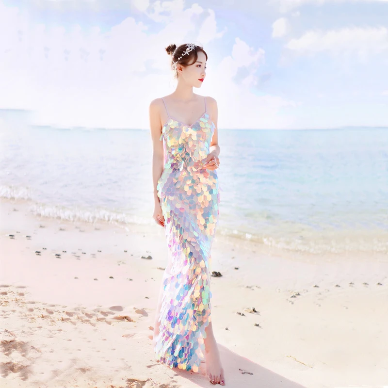 2019 New Women Strap Dress elegant Summer Split Sequins V-neck Sling Holiday Sexy Dress Long Bali/Hawaii Beach Dress Female
2019 New Women Strap Dress elegant Summer Split Sequins V-neck Sling Holiday Sexy Dress Long Bali/Hawaii Beach Dress Female