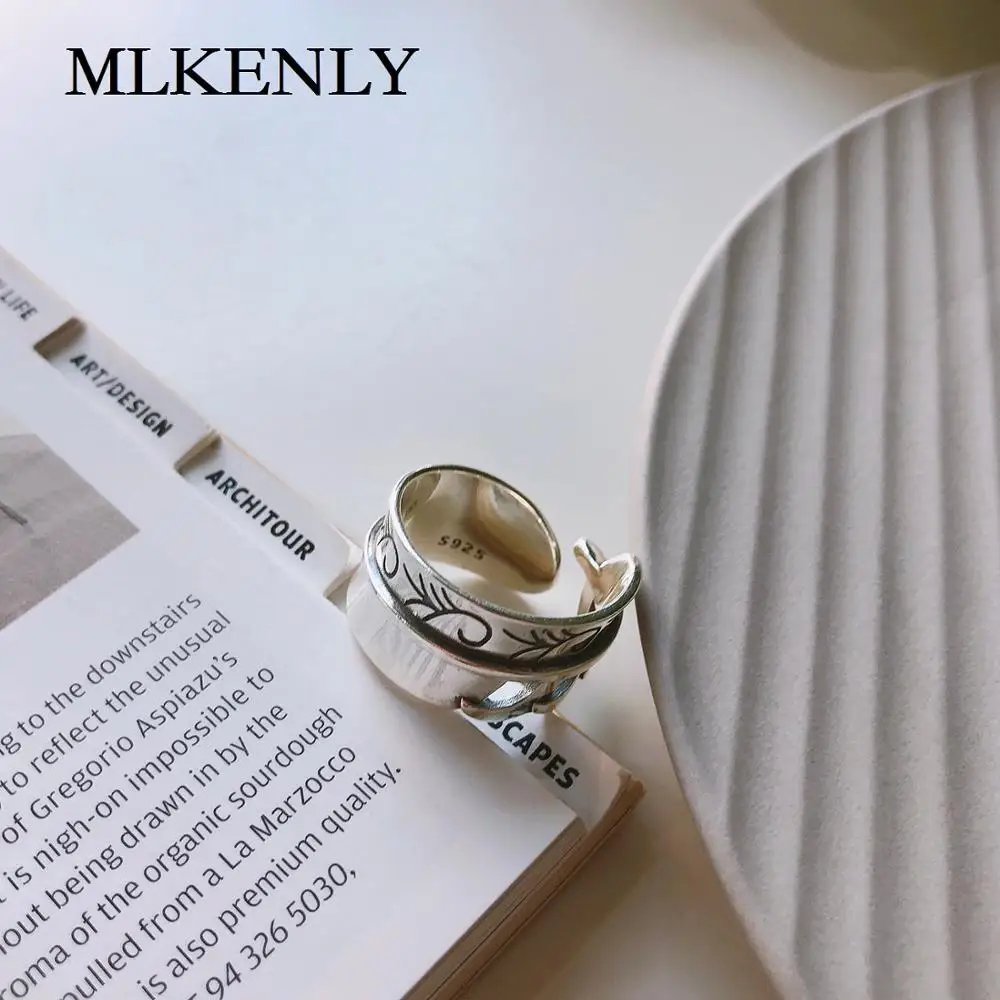MLKENLY 925 Sterling silver Ring open silver Ring Vintage worn wide leaf Ring INS Ring for women charms fine silver jewelry
MLKENLY 925 Sterling silver Ring open silver Ring Vintage worn wide leaf Ring INS Ring for women charms fine silver jewelry