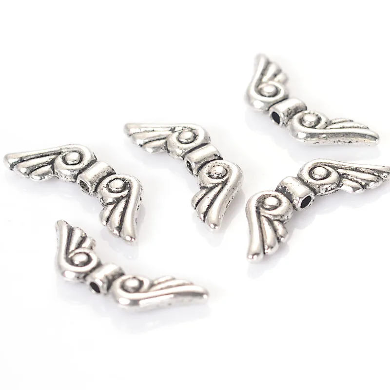 

Miasol 50 Pcs/Lot Antique Silver Color Angel Wing Charm Spacers Beads 21x7mm For Diy Jewelry Making Finding Accessories