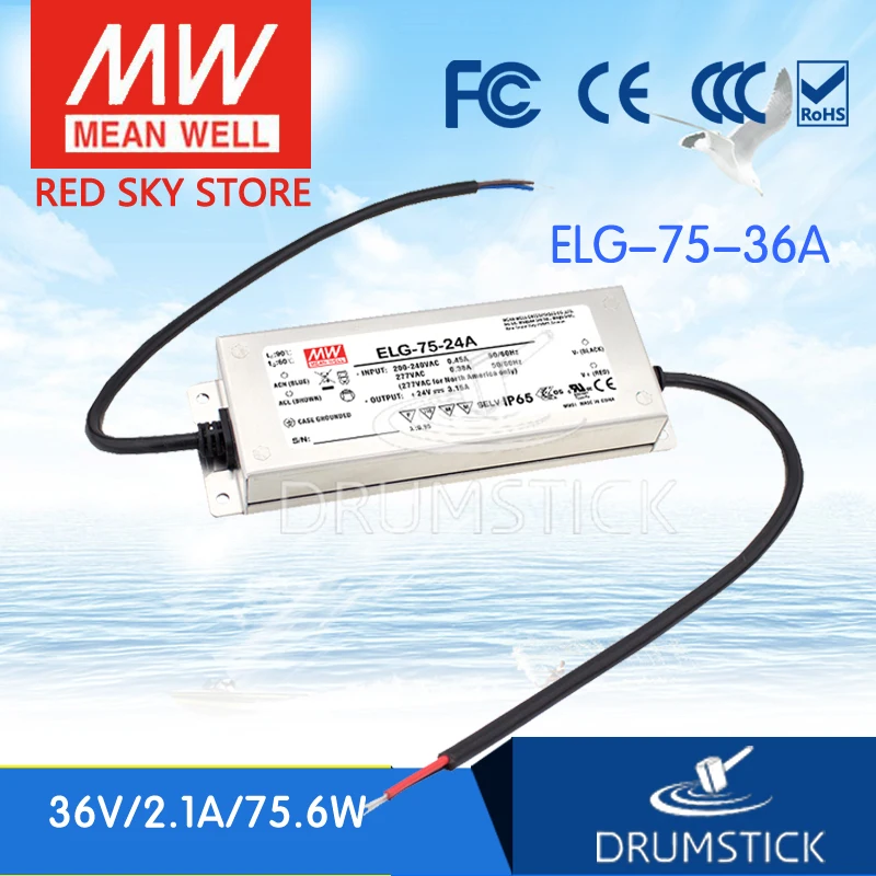 MEAN WELL ELG-75-36A-3Y 36V 2.1A meanwell ELG-75 36V 75.6W Single Output LED Driver Power Supply A type
MEAN WELL ELG-75-36A-3Y 36V 2.1A meanwell ELG-75 36V 75.6W Single Output LED Driver Power Supply A type