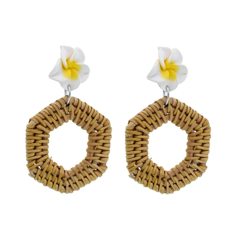 Korea Bamboo Wooden Straw Weave Rattan Knit Vine Geometric Hollow Out colorful flower Long Earrings for Women Beach Jewelry
Korea Bamboo Wooden Straw Weave Rattan Knit Vine Geometric Hollow Out colorful flower Long Earrings for Women Beach Jewelry