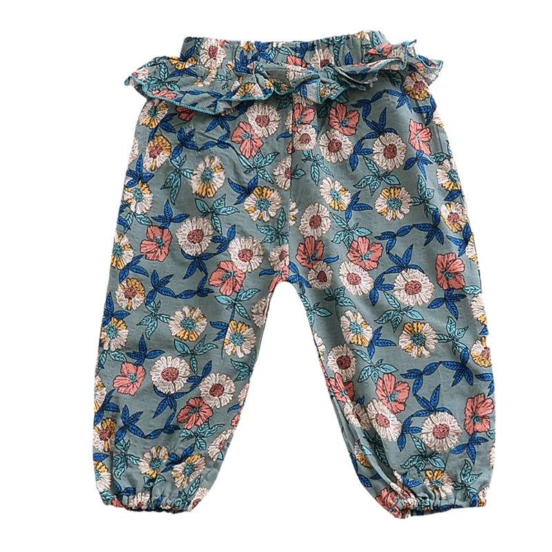 Kids Pants Baby Boys Girls Casual Trousers Children Long Pants Cotton Floral Print Harem Pants Children Clothing