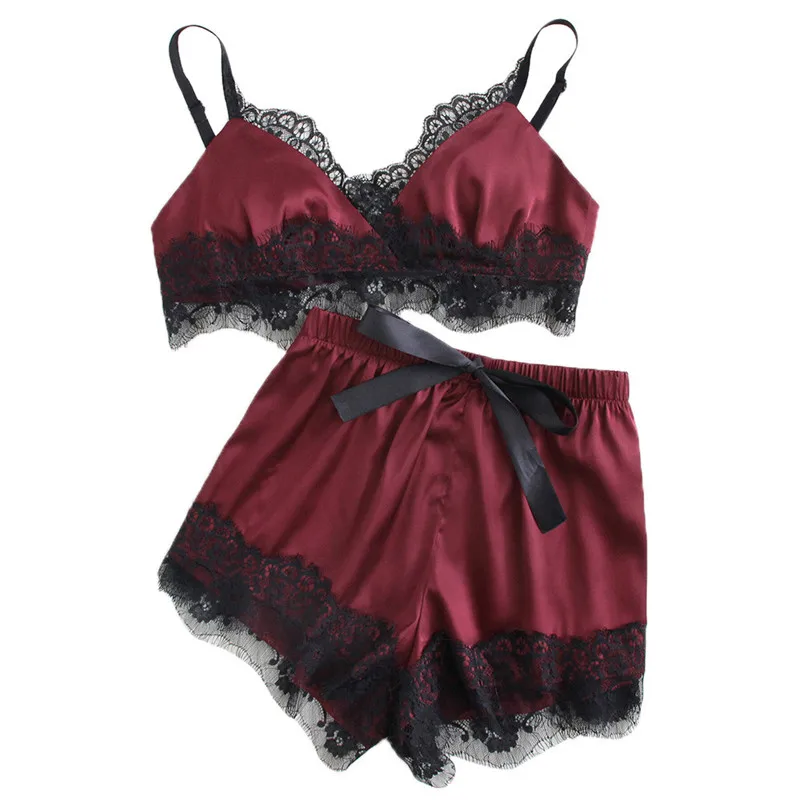 Women Sleepwear Sleeveless Strap Nightwear Lace Trim Satin Cami Top Sets Koszula Nocna Chemise De Nuit Femme QB2
Women Sleepwear Sleeveless Strap Nightwear Lace Trim Satin Cami Top Sets Koszula Nocna Chemise De Nuit Femme QB2