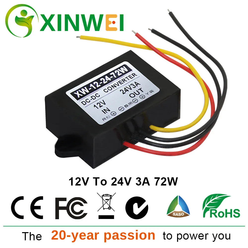 XINWEI DC12V to DC24V 3A 72W Power Converter Step Up Boost Module Converter Used for Car Alarm Radio and Electromotor Etc.
XINWEI DC12V to DC24V 3A 72W Power Converter Step Up Boost Module Converter Used for Car Alarm Radio and Electromotor Etc.