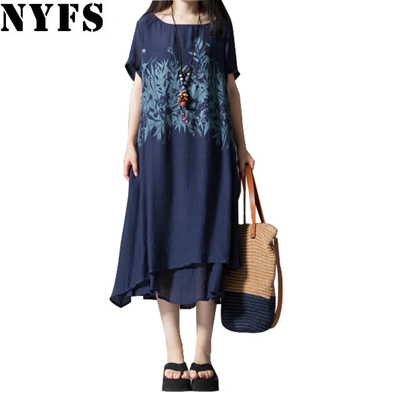 2019 New Summer dress short Sleeve Printing Cotton Linen Ladies Casual Vintage women dress Female Plus Size Vestidos Robe
2019 New Summer dress short Sleeve Printing Cotton Linen Ladies Casual Vintage women dress Female Plus Size Vestidos Robe