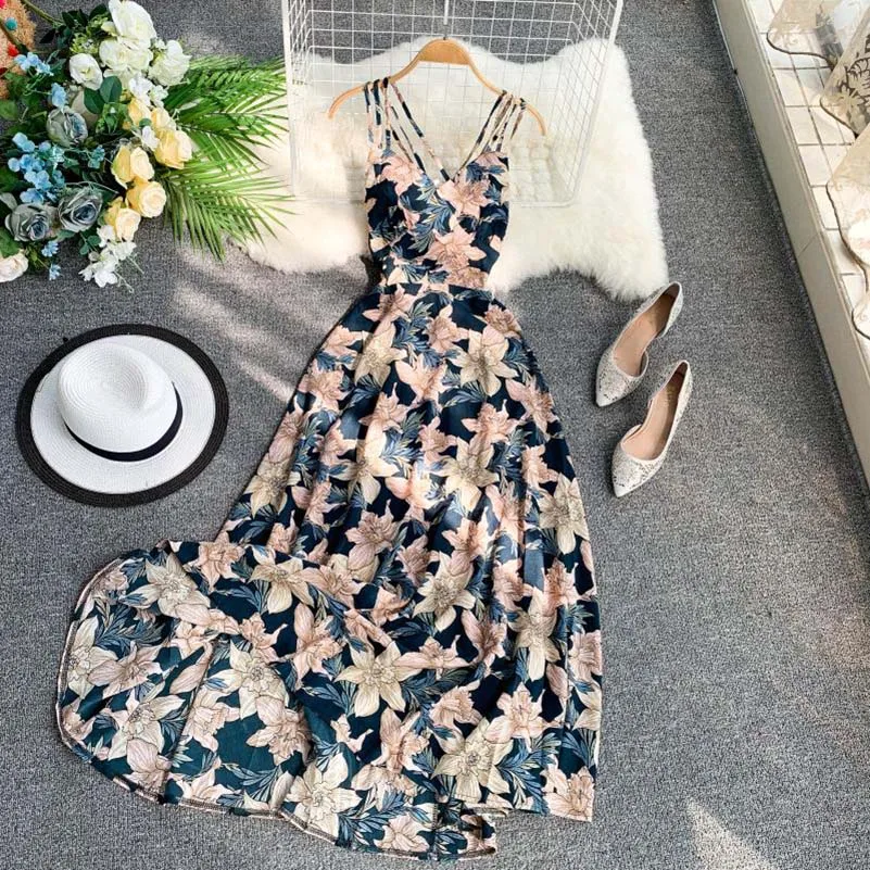 Women Summer Beach Style Midi Dress V Neck Spaghetti Strap Floral Print Maxi Dresses Black Red Floral Print Vestidos
Women Summer Beach Style Midi Dress V Neck Spaghetti Strap Floral Print Maxi Dresses Black Red Floral Print Vestidos